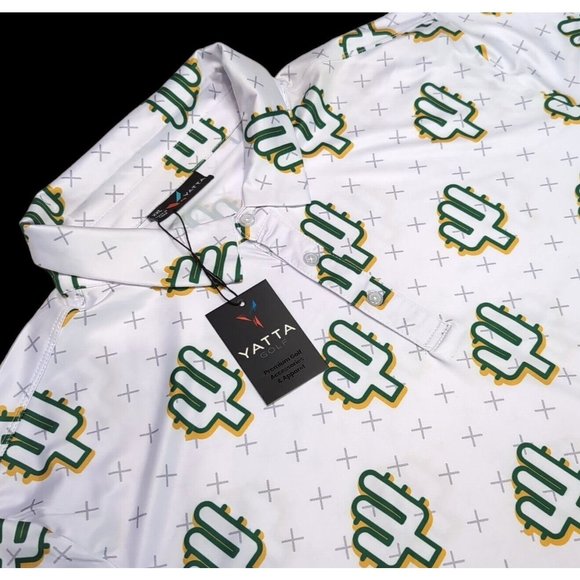 Yatta Other - Yatta Golf People's Polo Shirt Mens Size XXL Short Sleeve Cactus White NEW NWT